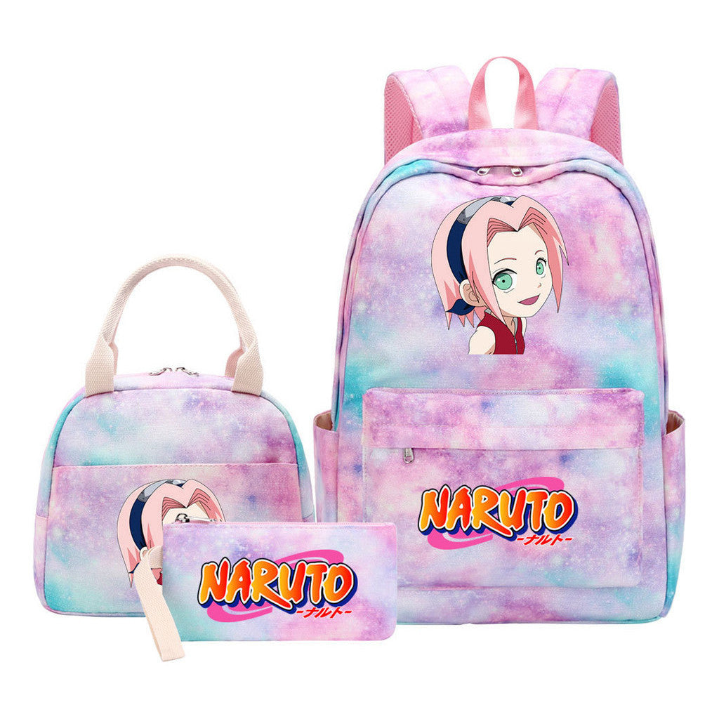 Naruto Teenage Student Girls School Bag Lunch Bag Three Piece Set Backpack Set