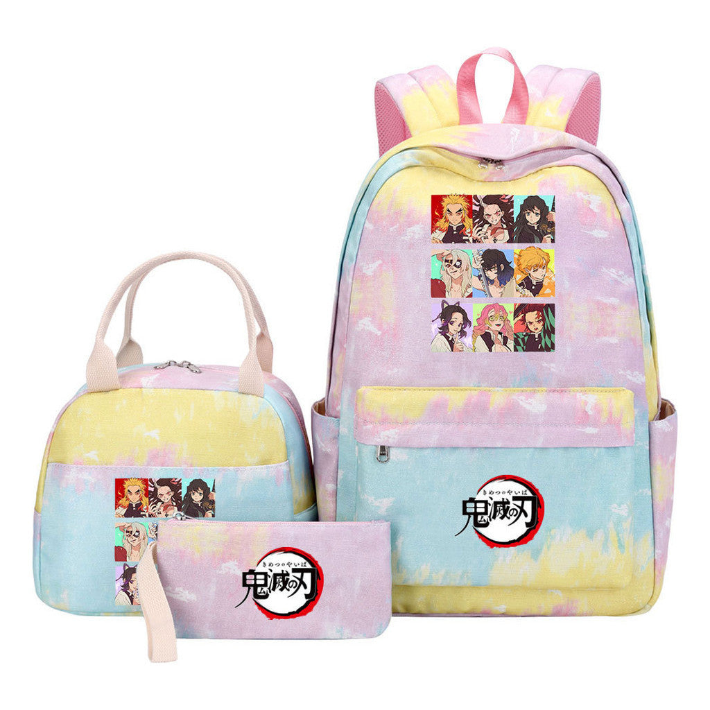 Cartoon Fashion Youth Student Girls School Bag Lunch Bag Three Piece Set Backpack