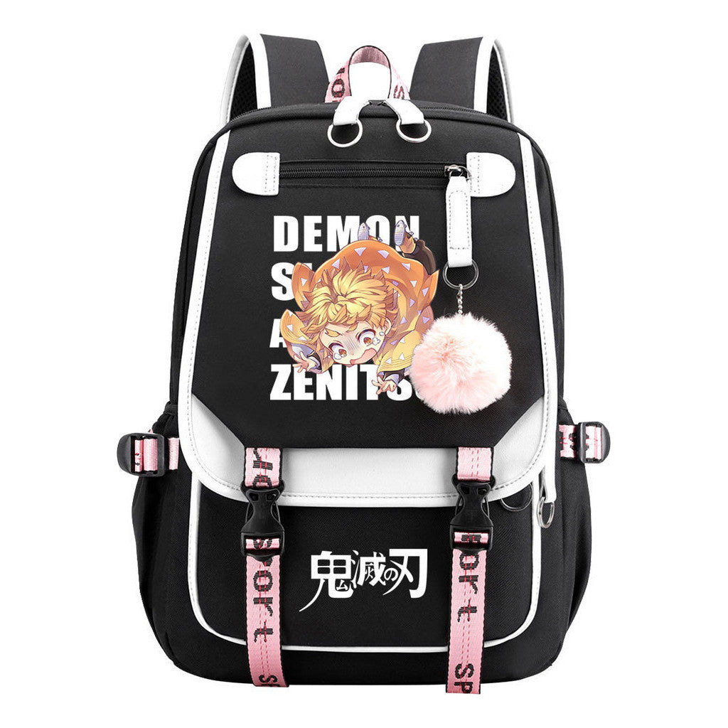 Cartoon Fashion Usb Youth School Bag For Boys And Girls Casual Ribbon Flip Backpack