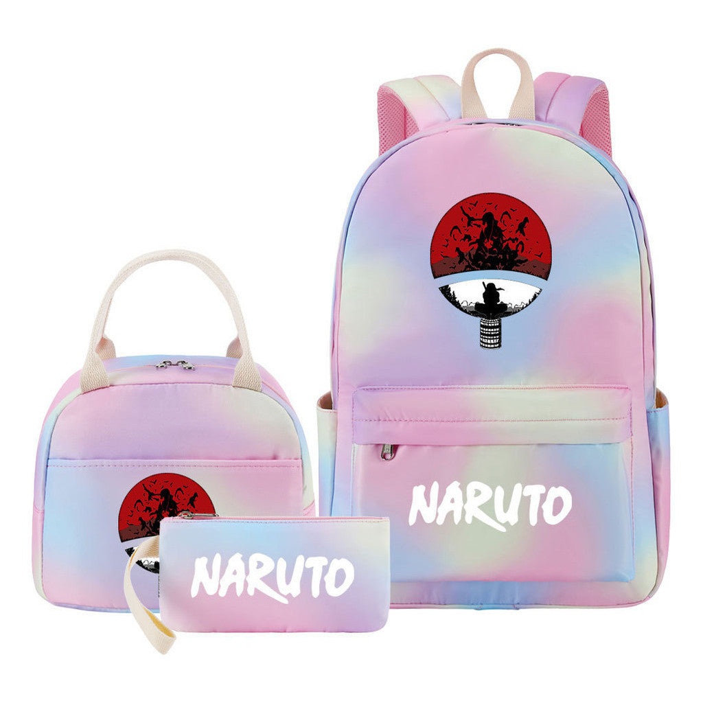Naruto Student Girl Backpack Lunch Bag Three Piece Set Backpack Set