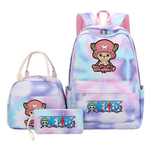 Cartoon Pirate King Youth Student Girls School Bag Lunch Bag Three Piece Set Backpack Set