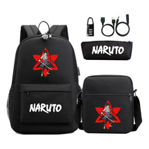 Naruto Usb Password Lock Youth Student Backpack Three Piece Set For Men And Women Backpack Set