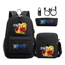 Cartoon Pirate King Usb Password Lock Youth Student Backpack Three Piece Set Backpack