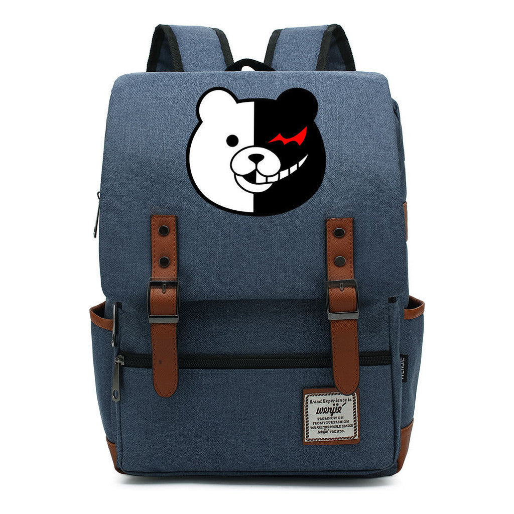 Printed Teenage Student Backpack For Men And Women With Casual Belt Buckle Classic Backpack