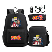 Naruto Usb Password Lock Youth Student Backpack Three Piece Set Backpack Set
