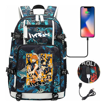 Volleyball Youth Usb Large Capacity Youth Student School Bag Men's And Women's Leisure Travel Backpack