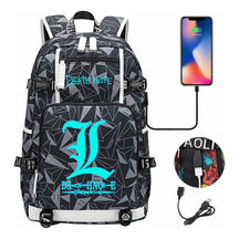 Blue Night Light Death Note Usb Youth Student School Bag Men's And Women's Leisure Travel Backpack