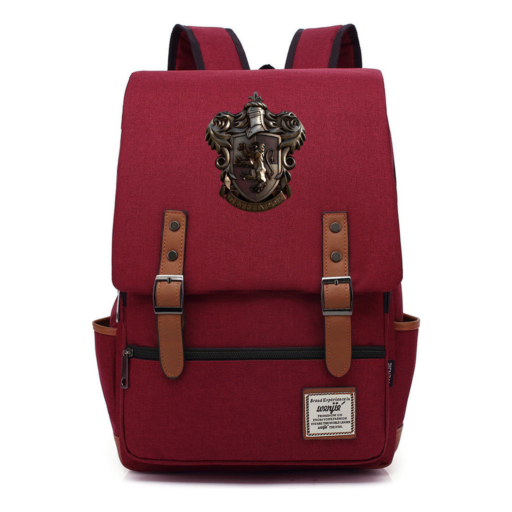 School Of Witchcraft And Wizardry Printed Youth Student Backpack For Men And Women, Casual Belt Buckle, Classic Backpack
