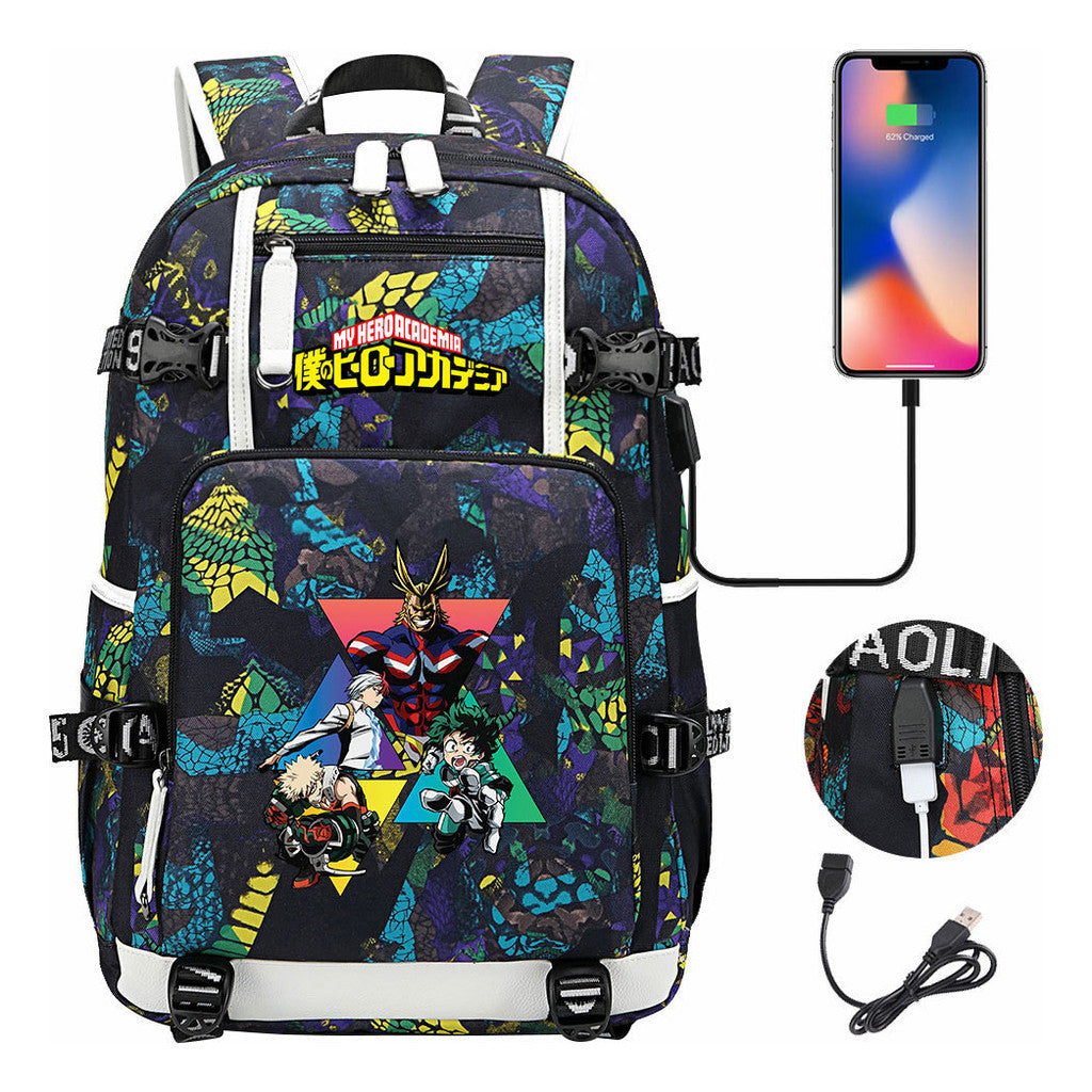 My Heroes Academy Usb Youth Student Backpack For Men And Women's Travel Backpacks