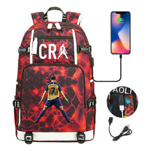 Football Star Cristiano Ronaldo Printed Youth Student Backpack Leisure Travel Backpack
