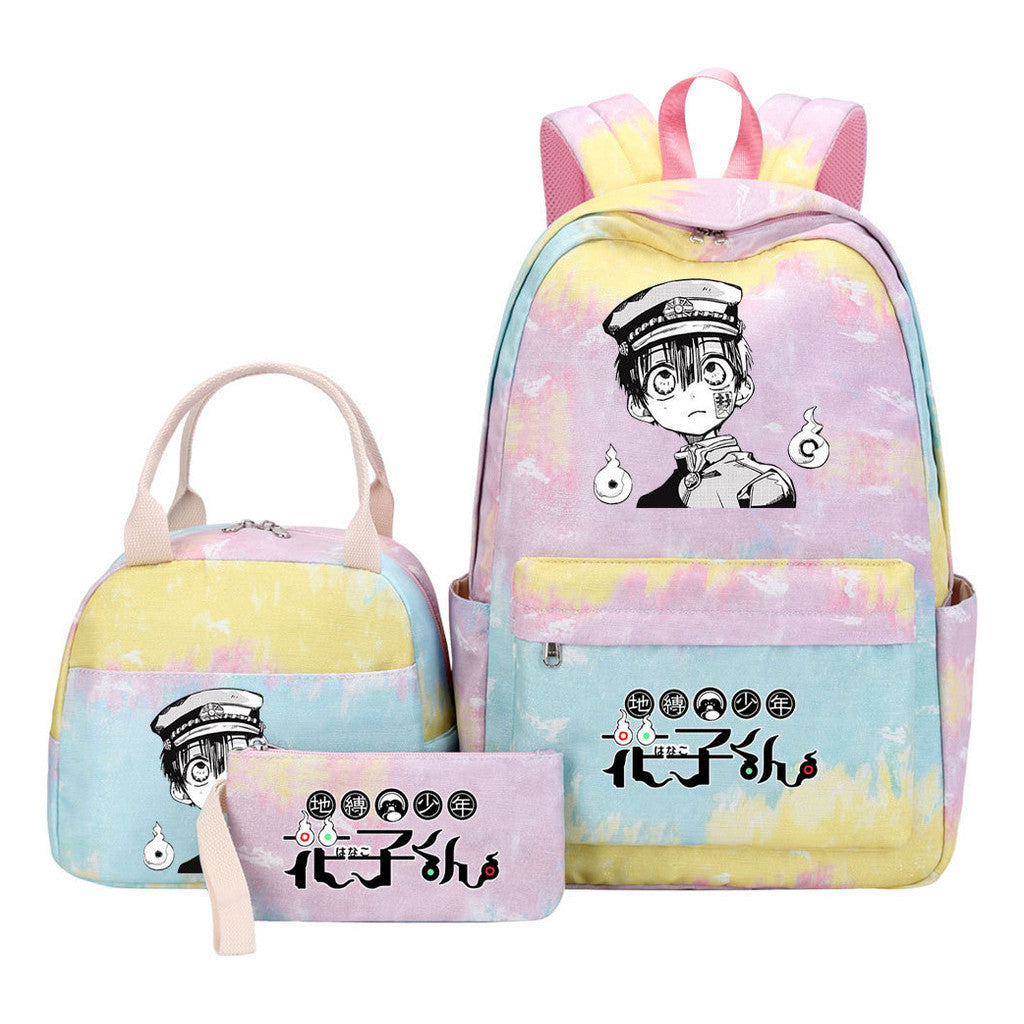 Ground Bound Youth Huazijun Student Girls School Bag Lunch Bag Three Piece Set Backpack Set