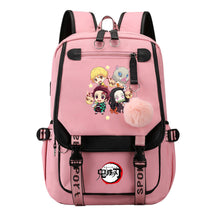 Cartoon Fashion Usb Youth Student Backpack Boy's And Girl's Leisure Ribbon Flip Backpack