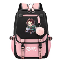 Comic Cartoon Fashion Usb Student Backpack Casual Woven Flap Backpack
