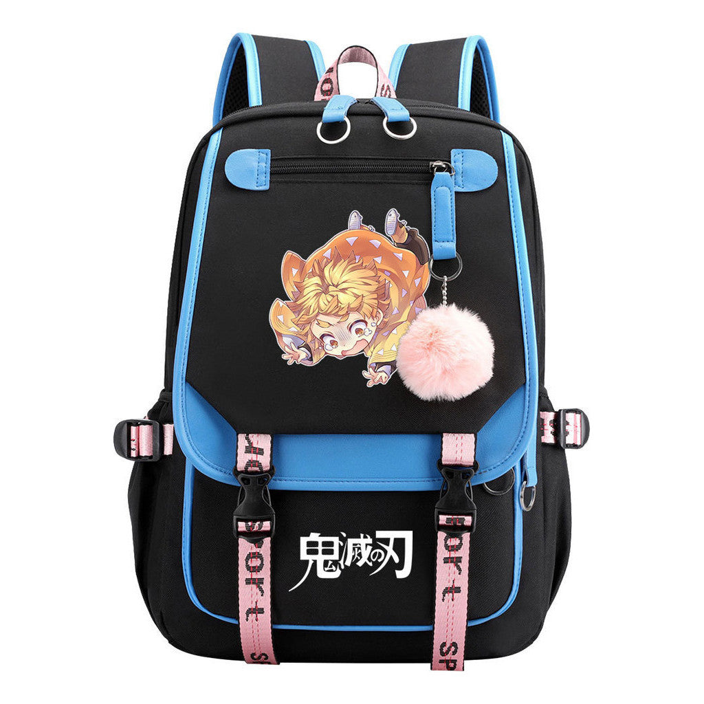 Comic Cartoon Fashion Usb Student Backpack Casual Woven Flap Backpack