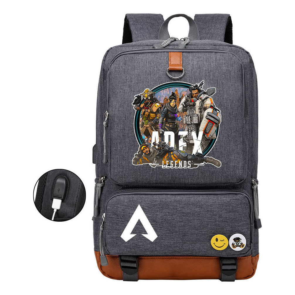 Apex Hero Print Usb Student Backpack Casual Backpack