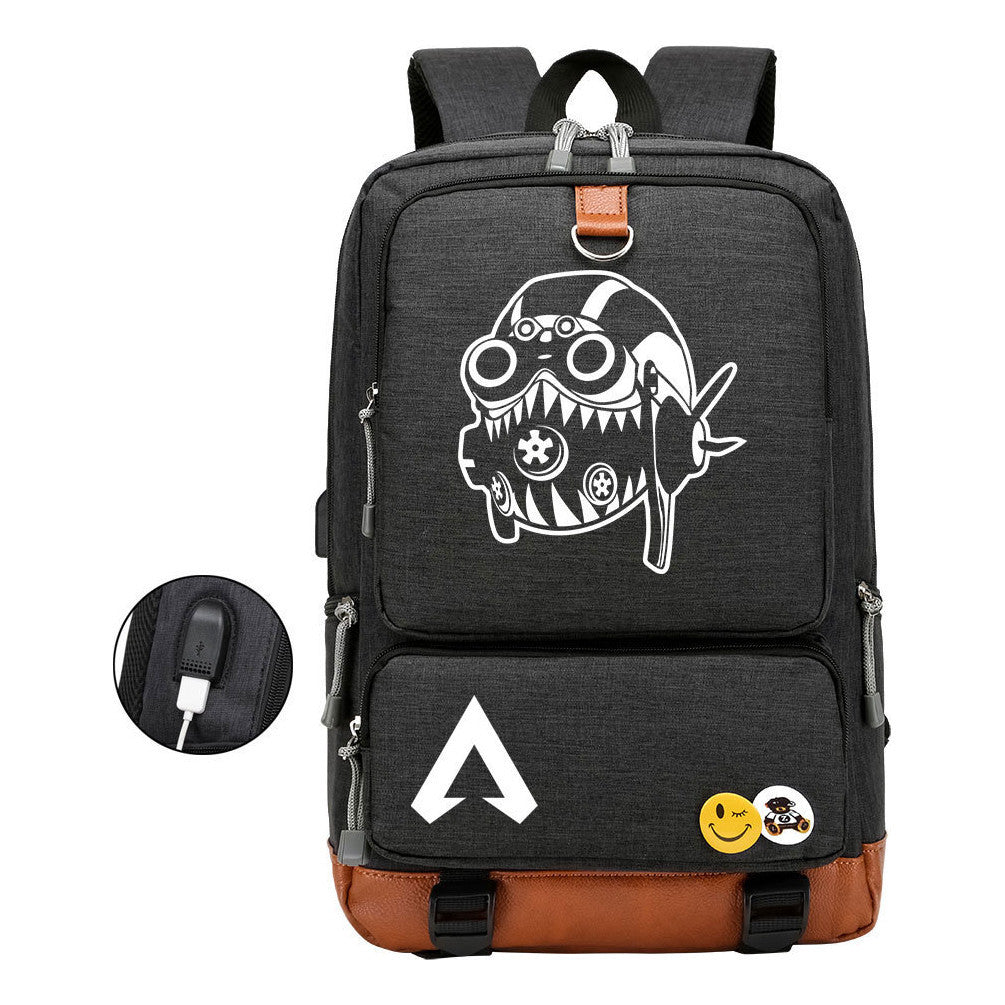 Apex Hero Print Usb Student Backpack For Leisure Travel Backpack