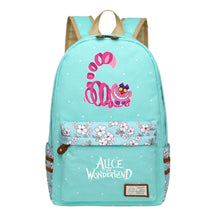 Anime Cartoon Cheshire Cat Print Student Backpack, Floral Casual Backpack