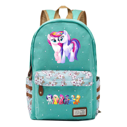 Pony Rainbow Unicorn Student School Bag Fragmented Canvas Girl Backpack