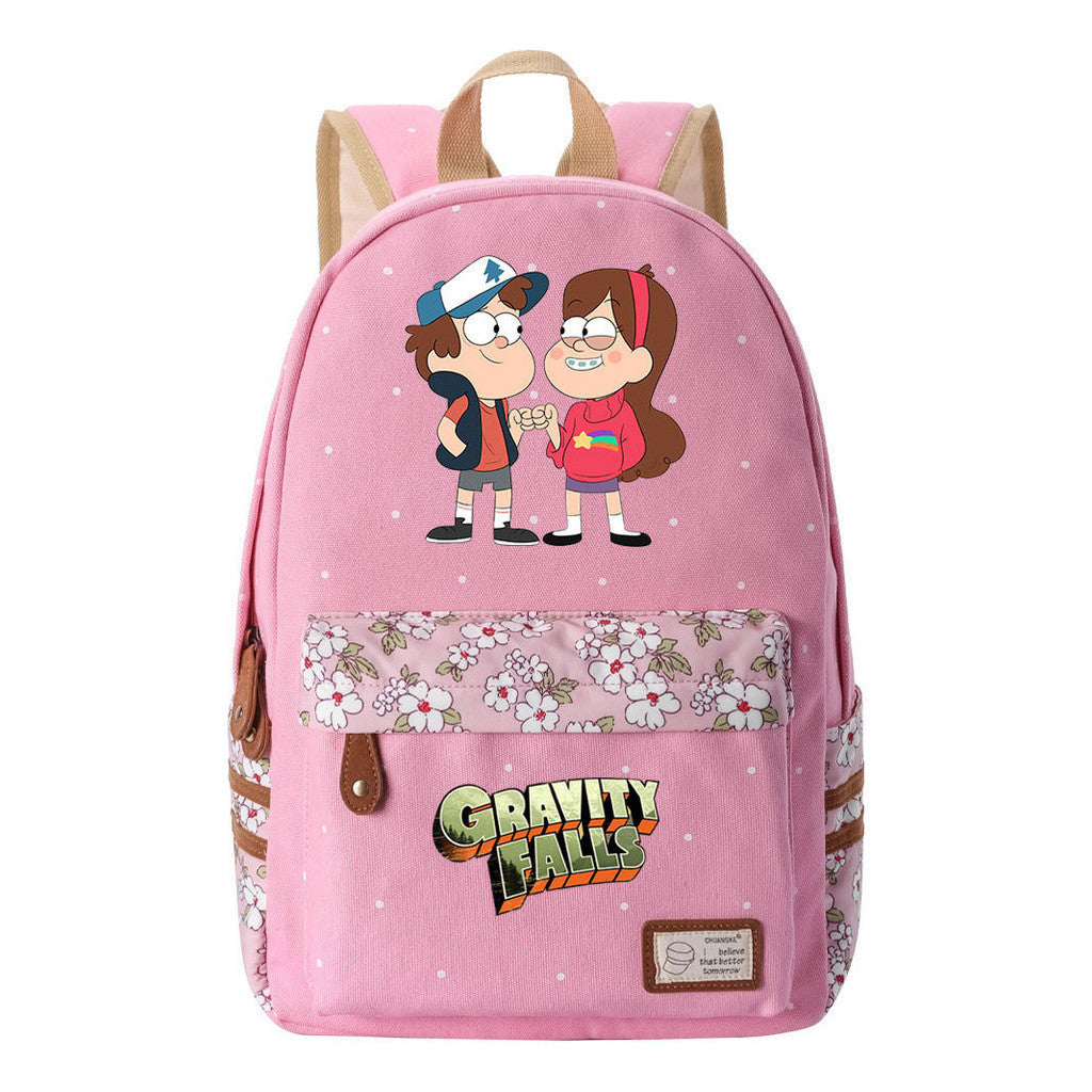 Cartoon, Anime, Bizarre Town, Teenage Student Backpacks, Floral Men's And Women's Backpacks