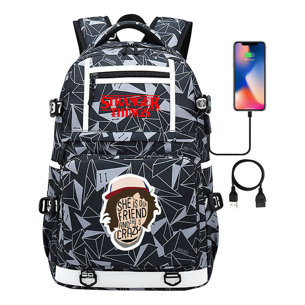 Printed Usb Youth Student Backpack For Men And Women's Leisure Travel Backpack