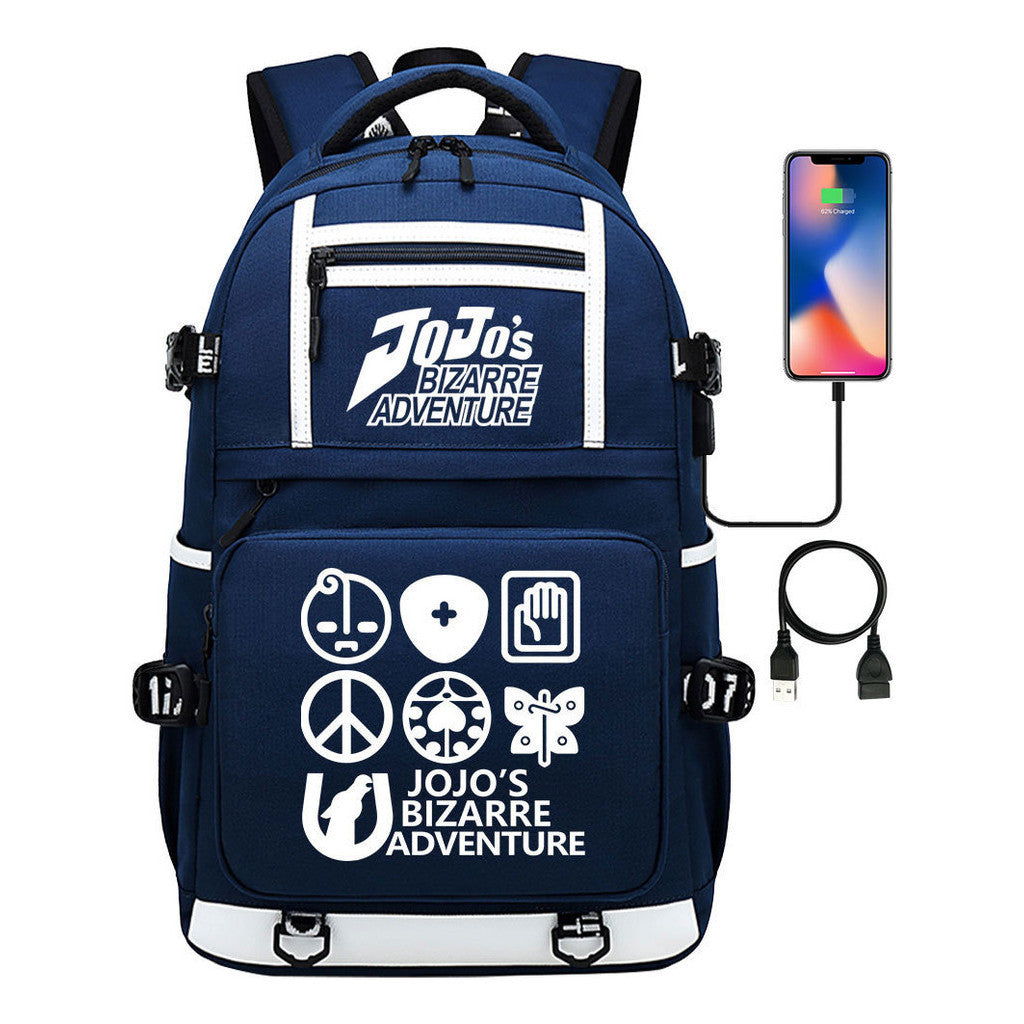 Comic Joe's Wonderful Adventure Print Usb Youth Student Backpack For Men And Women's Leisure Travel Backpack