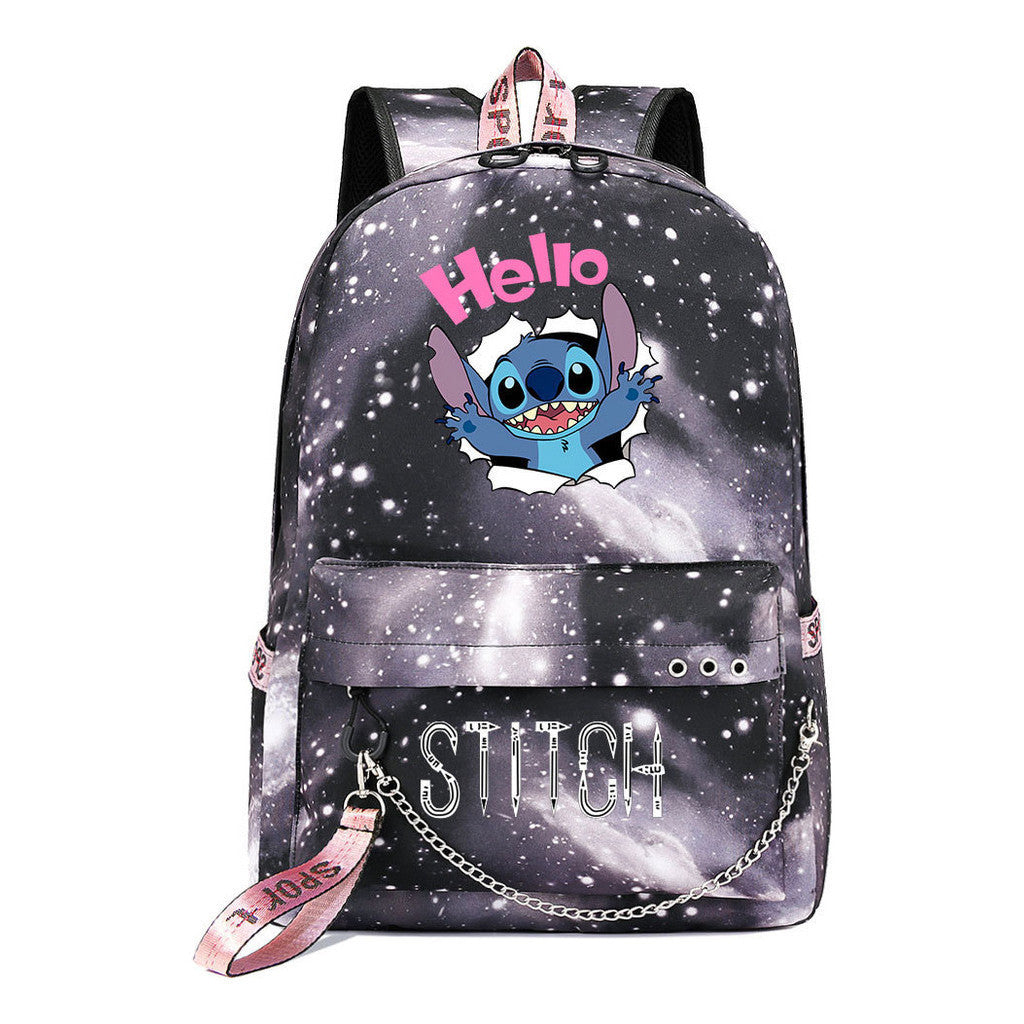 Interstellar Baby Stitch Printed Youth Student School Bag Casual Weaving Strap Backpack