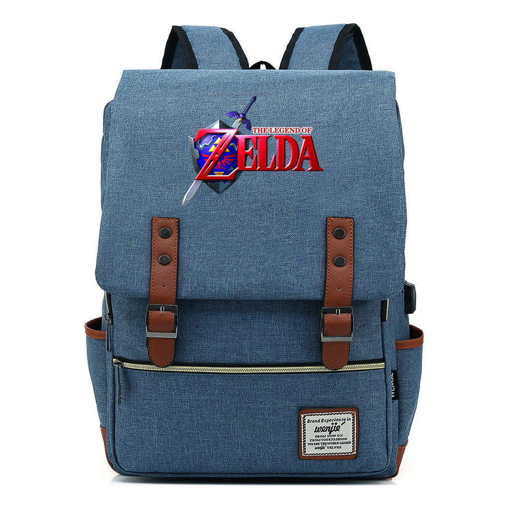 Printed Youth Student Backpack Usb Men's And Women's Casual Backpack