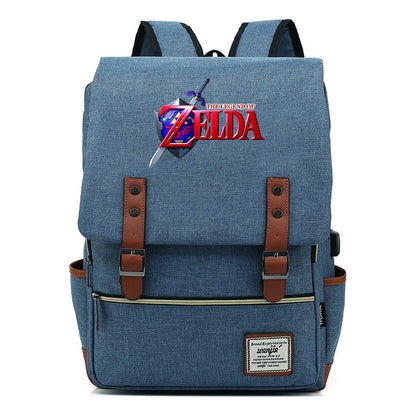 Printed Youth Student Backpack Usb Men's And Women's Casual Backpack