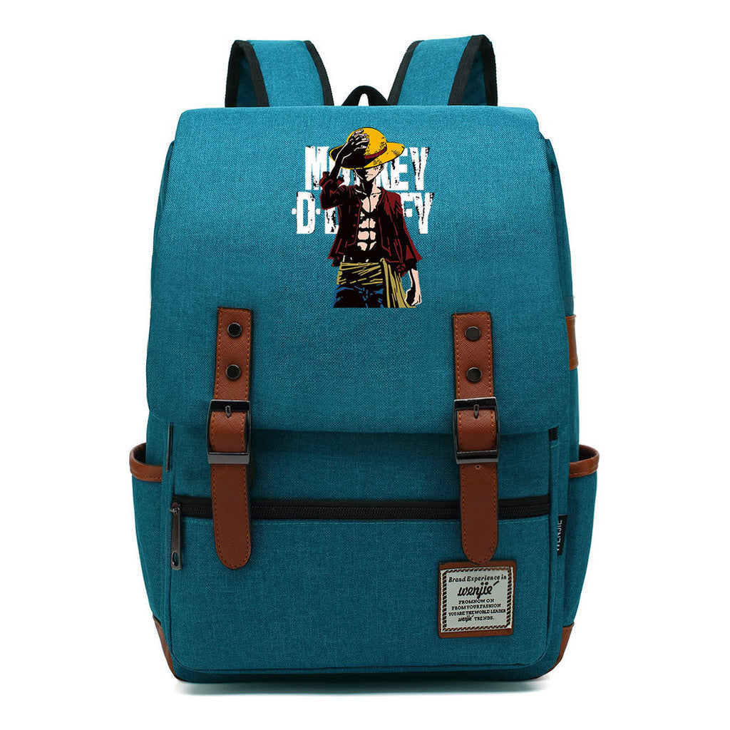 Anime Pirate King Luffy Printed Student Backpack For Men And Women With Casual Belt Buckle Classic Backpack