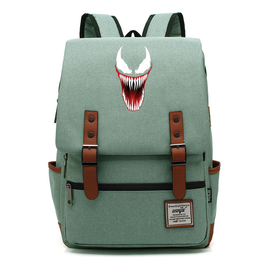 Printed Teenage Student Backpack For Men And Women With Casual Belt Buckle Classic Backpack