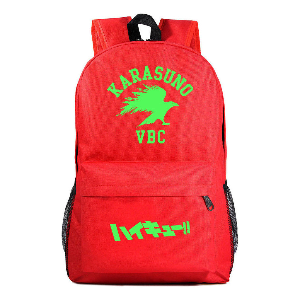 Green Night Light Fashion Volleyball Youth Flying Heart Print Youth Student School Bag Men's And Women's Leisure Backpack