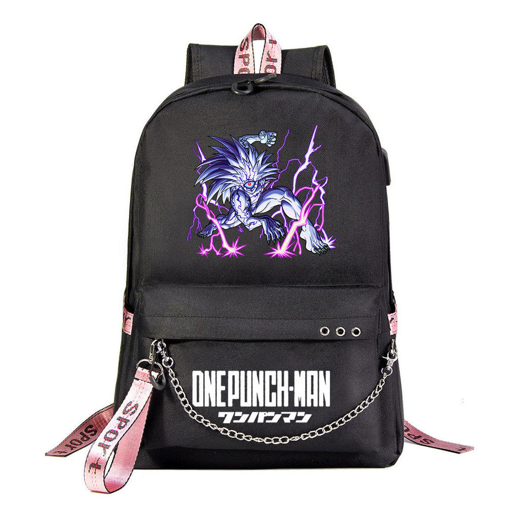 Comic One Punch Superman Printed Usb Youth Student Backpack Men's And Women's Leisure Travel Backpack