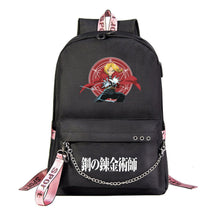 Steel Alchemist Printed Usb Youth Student Backpack For Men And Women's Leisure Travel Backpack