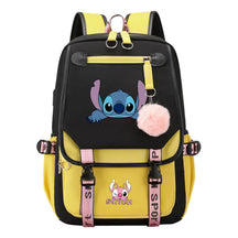 Interstellar Baby Stitch Usb Student Backpack For Boys And Girls, Casual Woven Strap Flip Back Backpack