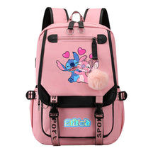 Interstellar Baby Stitch Usb Student Backpack With Casual Woven Strap Flap Backpack
