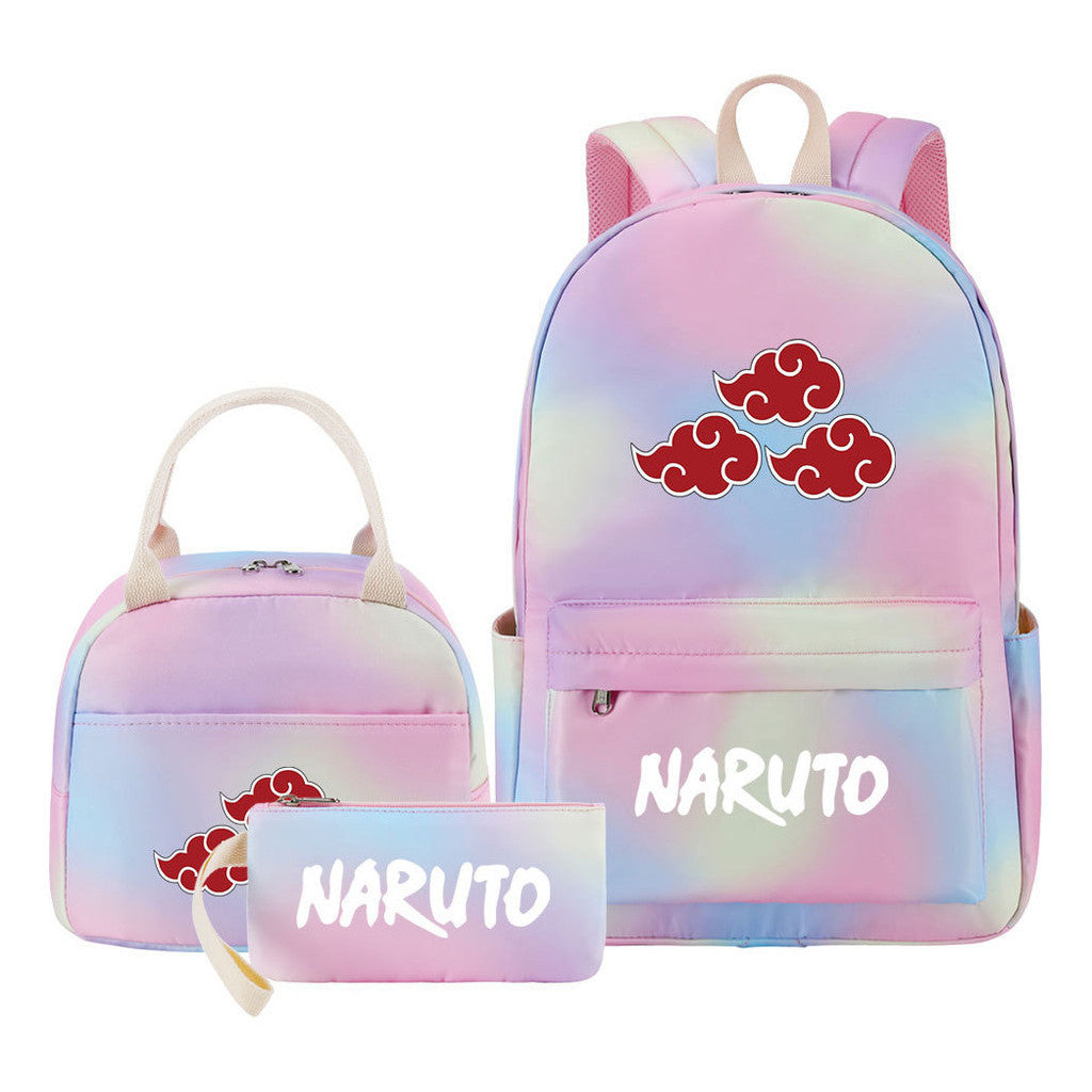 Naruto Student Girl Backpack Lunch Bag Three Piece Set Backpack