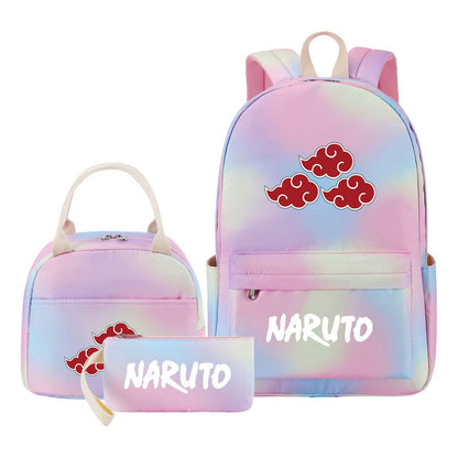 Naruto Student Girl Backpack Lunch Bag Three Piece Set Backpack
