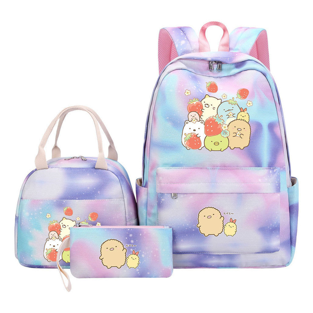 Game Corner Biology Youth Student Girls School Bag Lunch Bag Three Piece Set Backpack Set