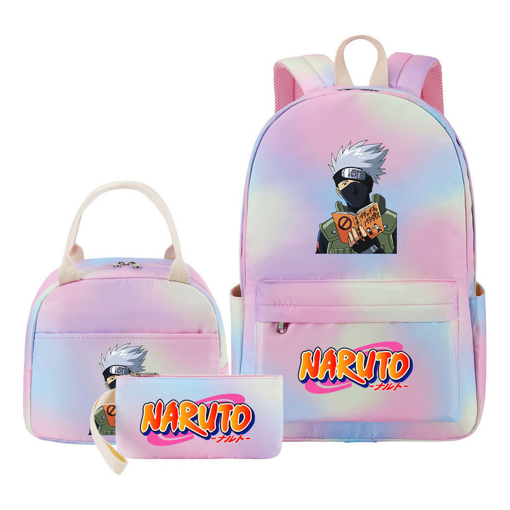 Naruto Student Girl Backpack Lunch Bag Three Piece Set Backpack Set