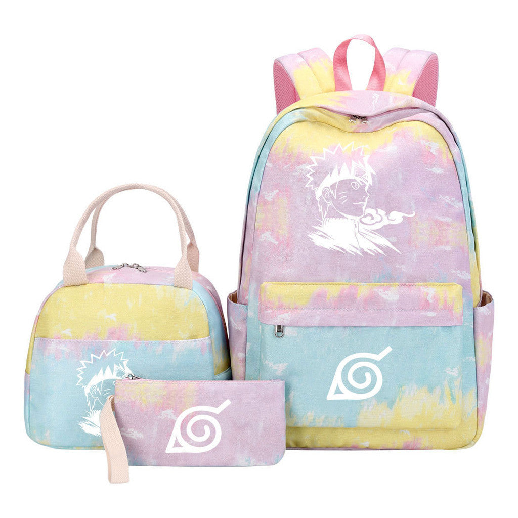 Naruto Teenage Student Girls School Bag Lunch Bag Three Piece Set Backpack Set