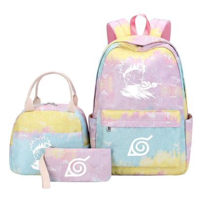 Naruto Teenage Student Girls School Bag Lunch Bag Three Piece Set Backpack Set