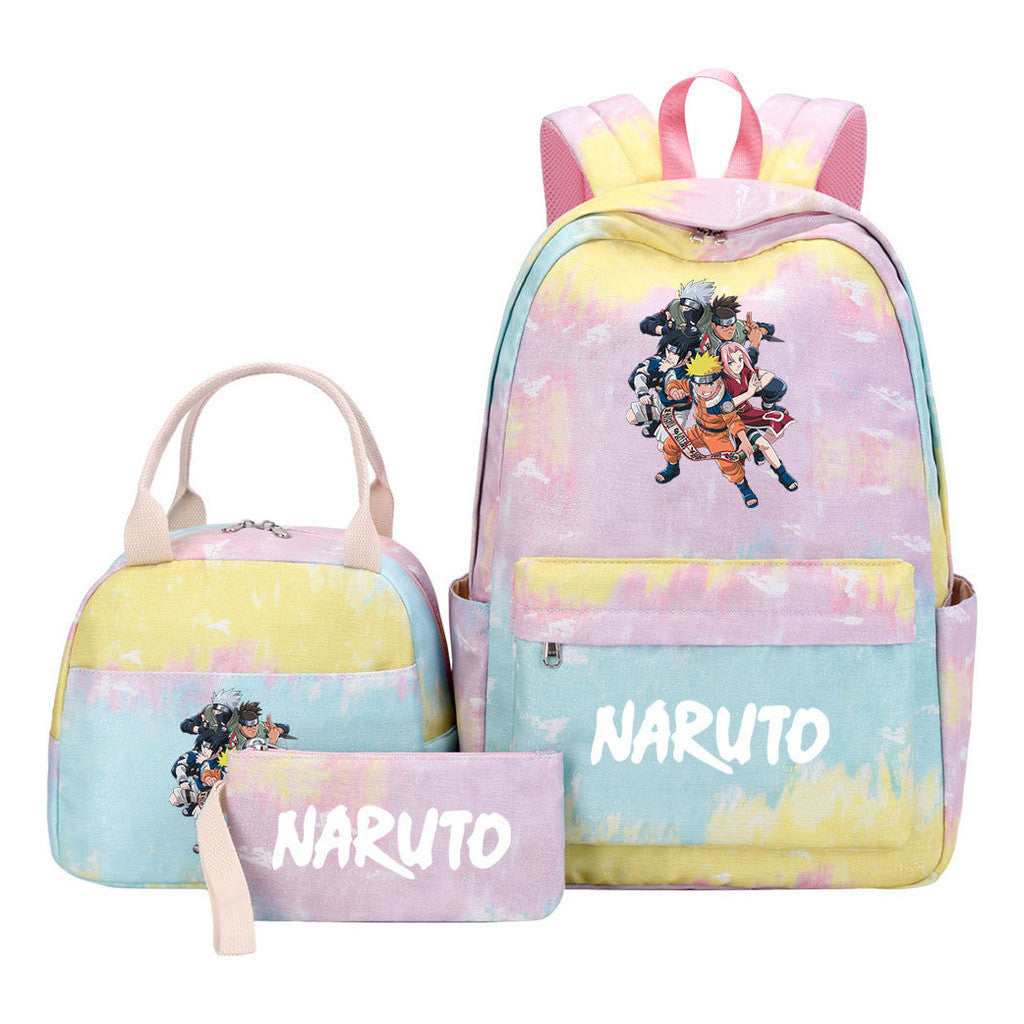 Naruto Teenage Student Girls School Bag Lunch Bag Three Piece Set Backpack Set