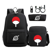 Naruto Usb Password Lock Youth Student Backpack Three Piece Set For Men And Women Backpack Set