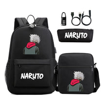 Naruto Usb Password Lock Youth Student Backpack Three Piece Set For Men And Women Backpack Set