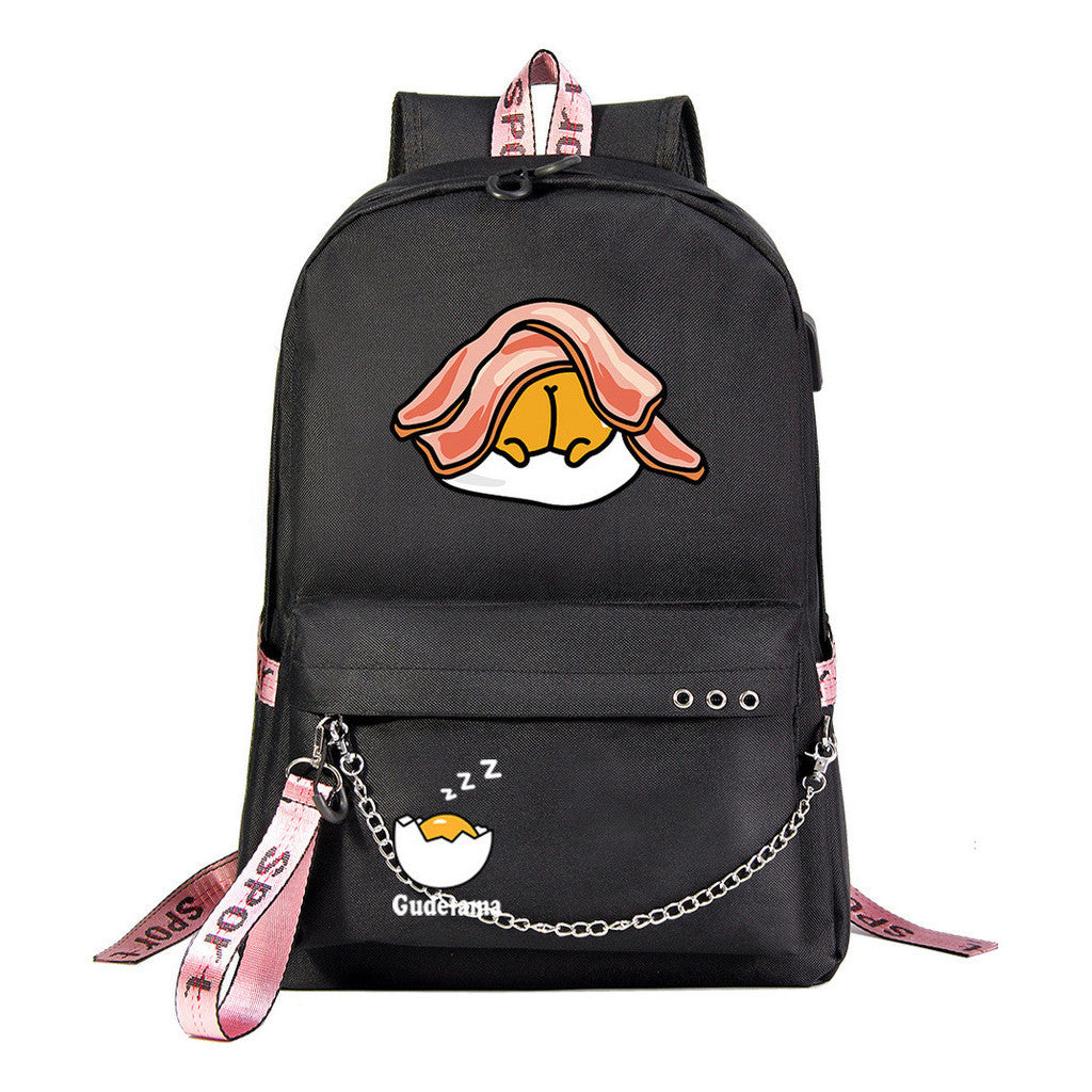Lazy Egg Usb Youth Student Backpack For Boys And Girls Leisure Travel Backpack