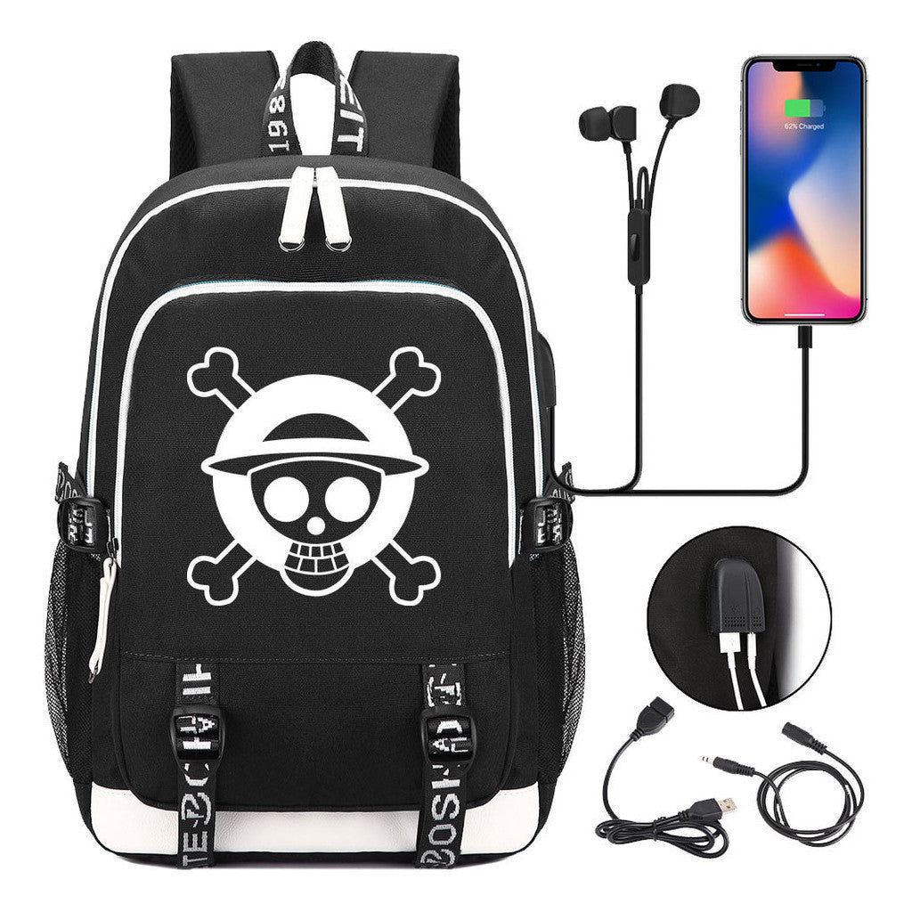 Pirate King Youth School Bag Usb Men's And Women's Leisure Backpack