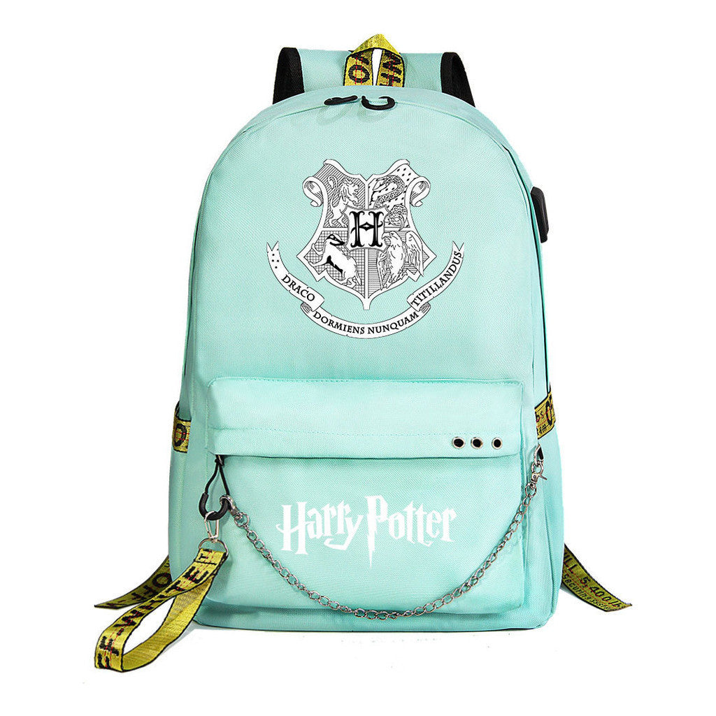 School Of Witchcraft And Wizardry Badge Usb Youth Student Backpack For Men And Women's Leisure Travel Backpack