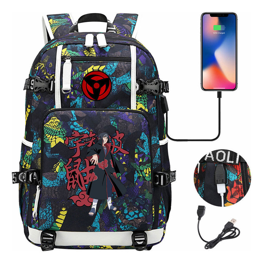 Naruto Usb Youth Student Backpack For Men And Women Leisure Travel Backpack
