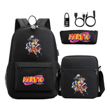 Naruto Usb Password Lock Youth Student Backpack Three Piece Set Backpack Set