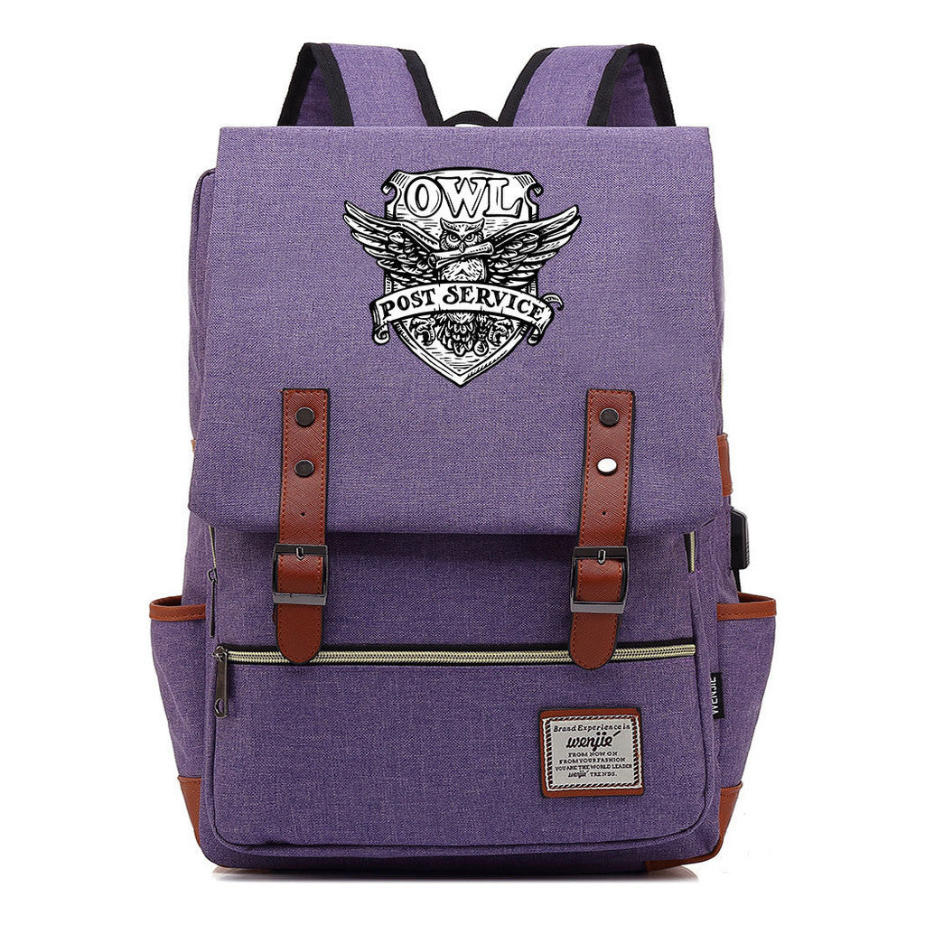 School Of Witchcraft And Wizardry Youth Student Backpack Usb Men's And Women's Leisure Belt Buckle Backpack